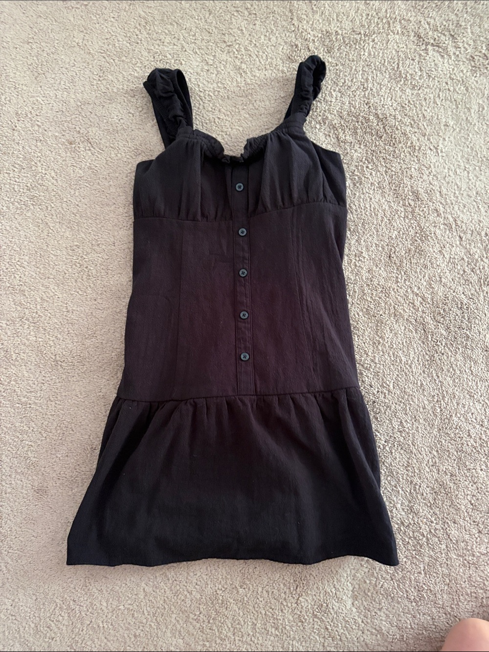 art class Black Button-Front Ruffle Strap Sundress
